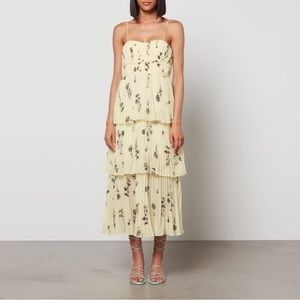 Self Portrait Tiered Midi Dress - Yellow